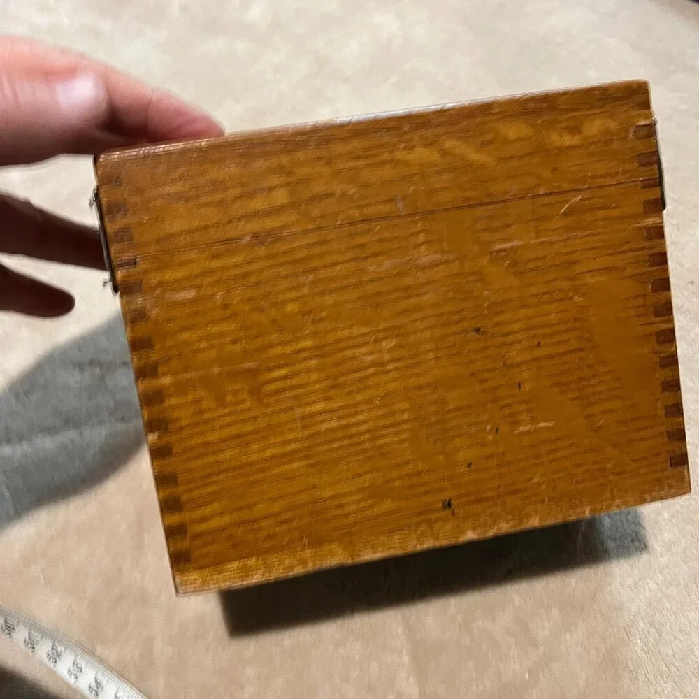 Vintage Wood Recipe Box by Weiss. Dovetailed with recipe divider inserts